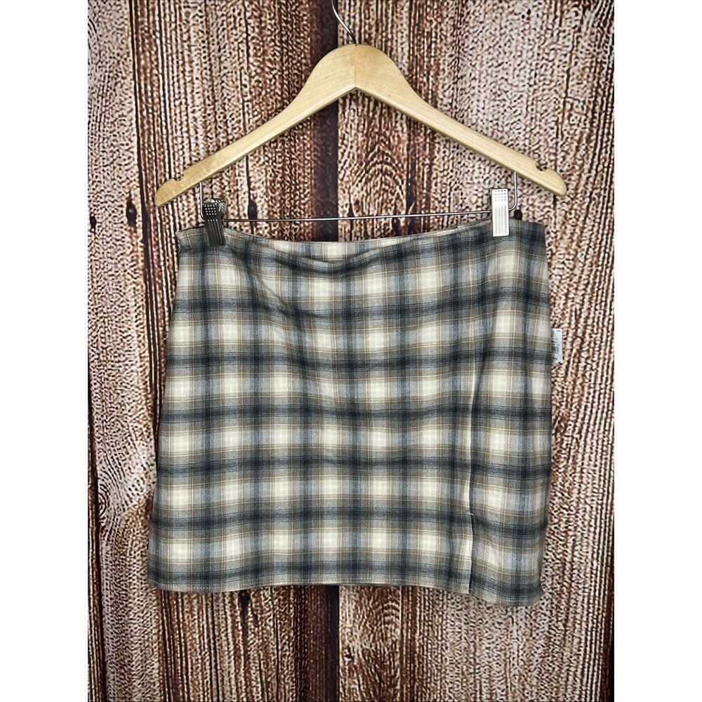 Old Navy Women's Pull-On Zipper Pencil Skirt Heritage Mini Shadow Plaid NWT L